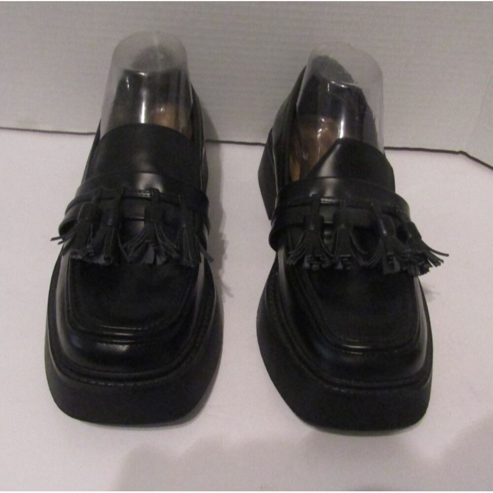 Asos Loafers Black Chunky Four Tassel Black Leather Shoes NWOB Womens Size 10 - Picture 3 of 9